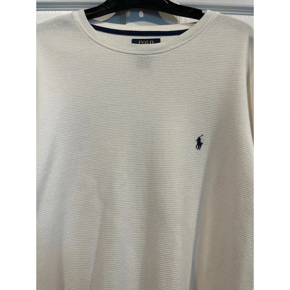 Polo Ralph Lauren Mens‎ 2XLT White Waffle Knit Thermal Long Sleeve Shirt Tall